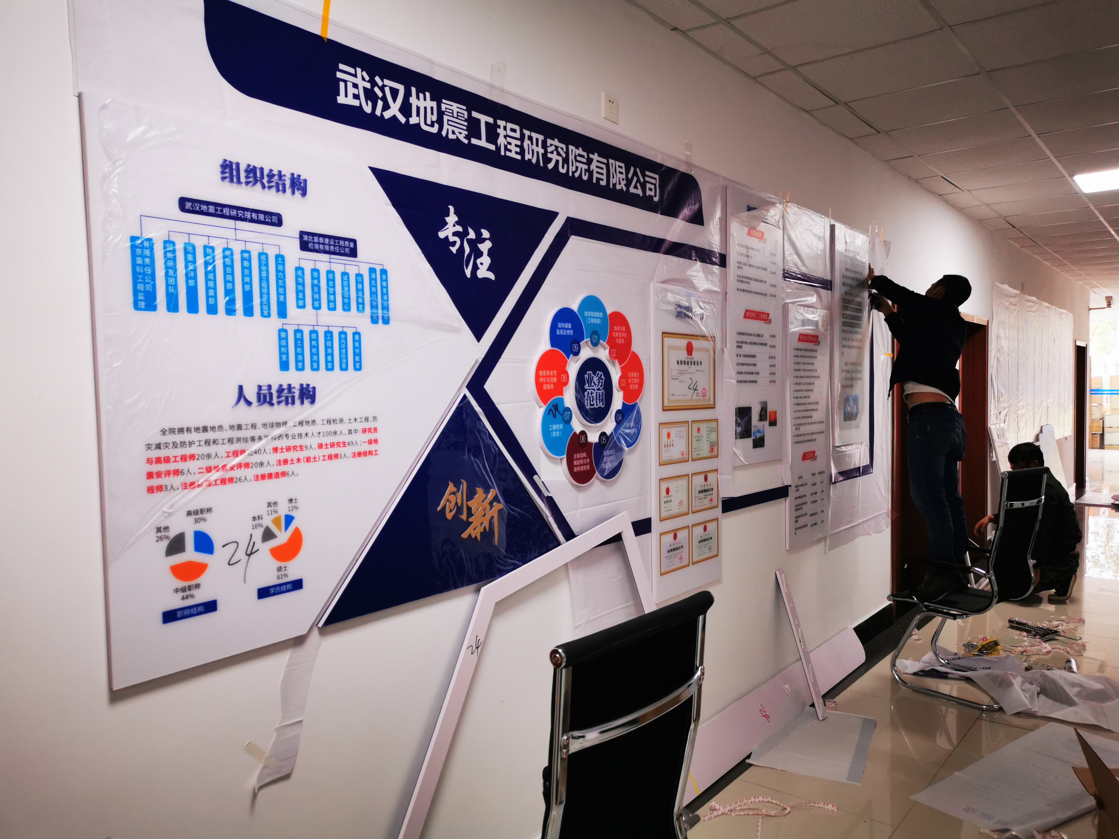 武漢創(chuàng  )意匯廣告公司給湖北中震安裝文化墻